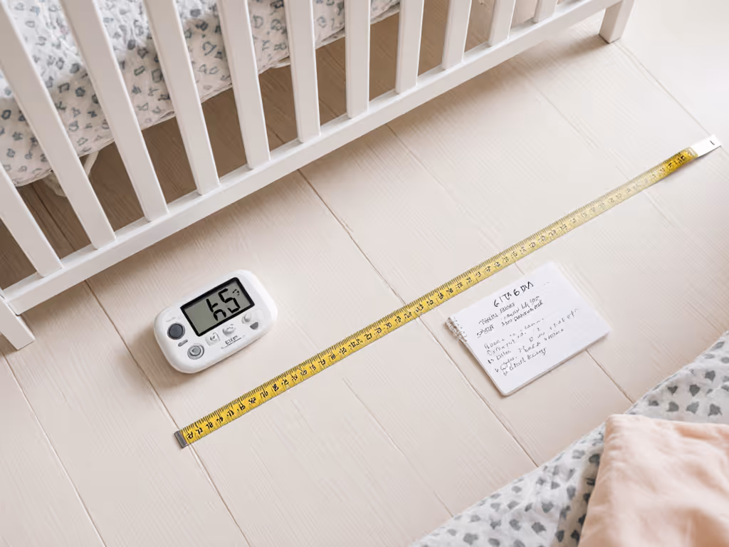 checklist_showing_safe_sound_machine_setup_for_infant_room_with_measurements